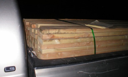 The 2 by 4's Loaded into Wendell's Silverado