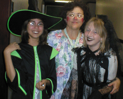 27 October 2004 - Sister Eyring with some girls in the Hall