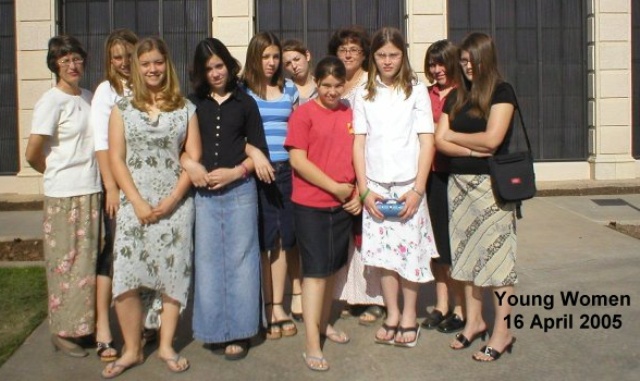 16 April 2005 - Angela with the Young Women at the Temple