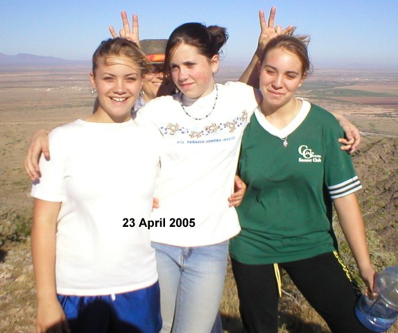 23 April 2005 - Saturday - Mitchell Girls and Kelsie on top of Casa Grande Mountain