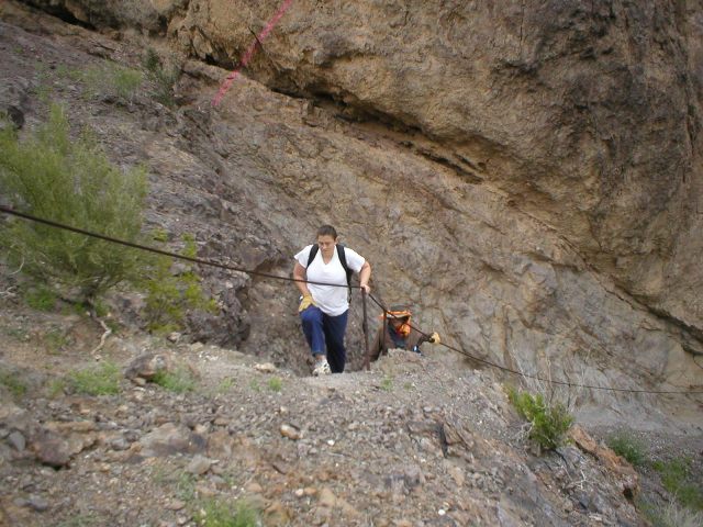 18 March 2005 - Bridgette climbing back up to the saddle