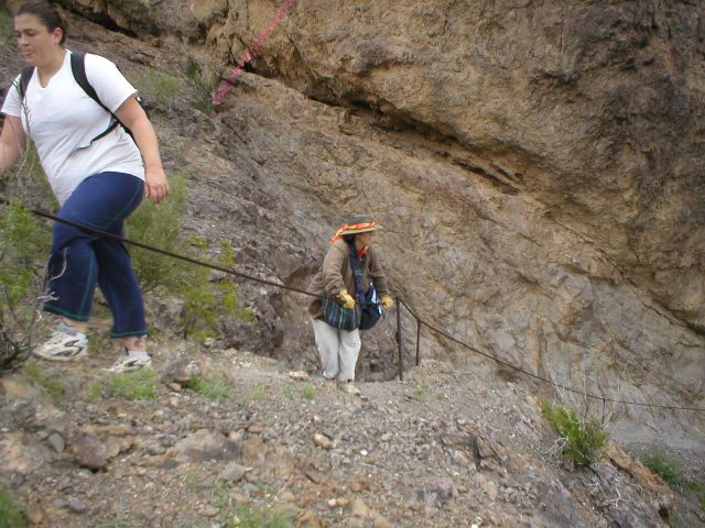 18 March 2005 - Sister Eyring and Bridgette climbing back up to the saddle