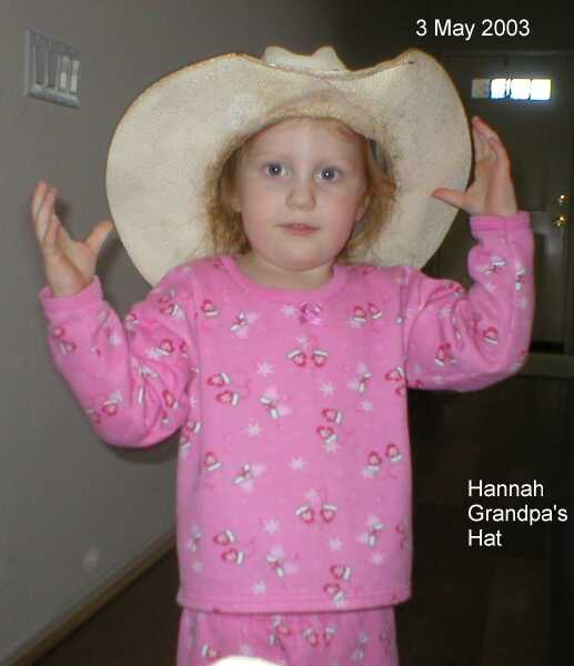 03 May 2003 - Hannah with Grandpa's Hat