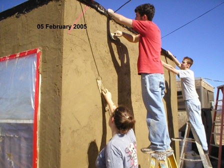 05 February 2005 - Saturday - We are putting Stucco/Plaster on the West Cube