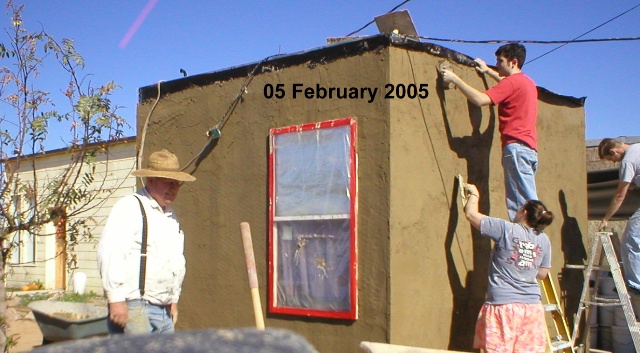 05 February 2005 - Saturday - We are putting Stucco/Plaster on the West Cube